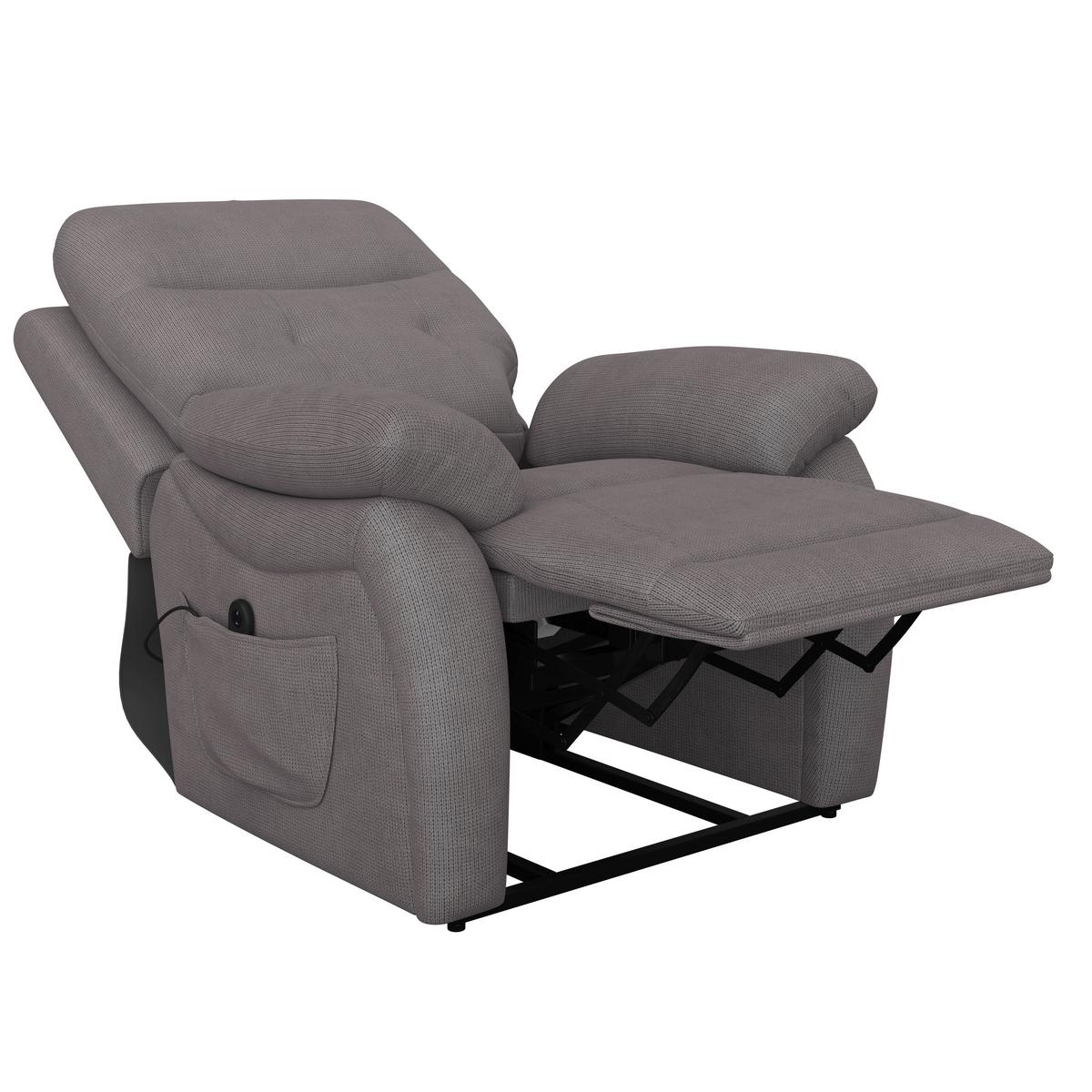 Relaxsessel mit Aufstehhilfe Mario Webstoff Dunkelgrau - Dunkelgrau/Schwarz, MODERN, Textil/Metall (89/107/94cm) - James Wood