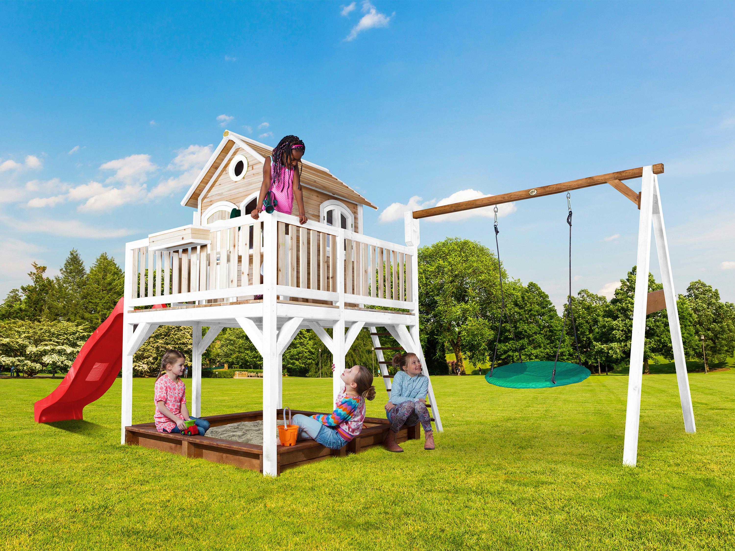 Spielturm A030.154.21 - Rot/Braun, KONVENTIONELL, Holz (613/291/277cm) - Ambia Garden