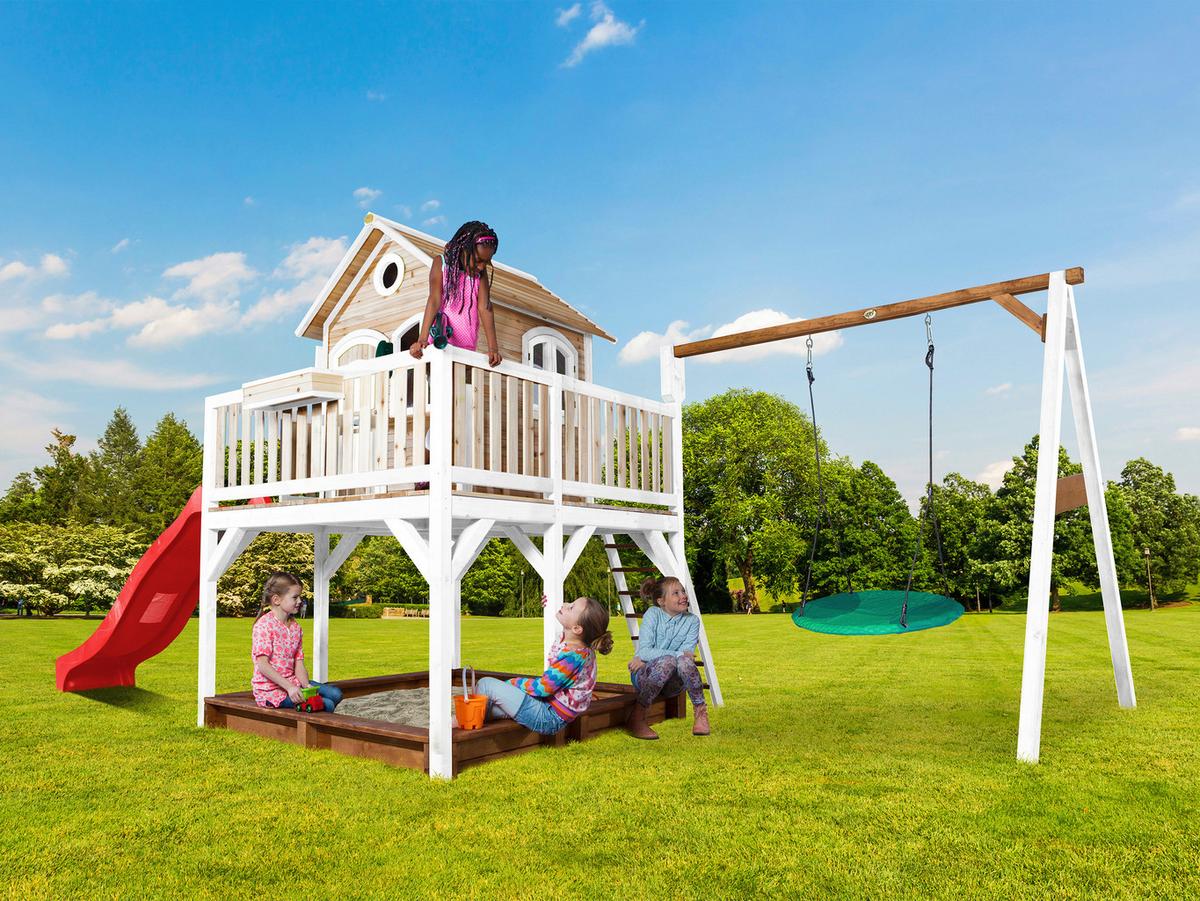 Spielturm A030.154.21 - Rot/Braun, KONVENTIONELL, Holz (613/291/277cm) - Ambia Garden