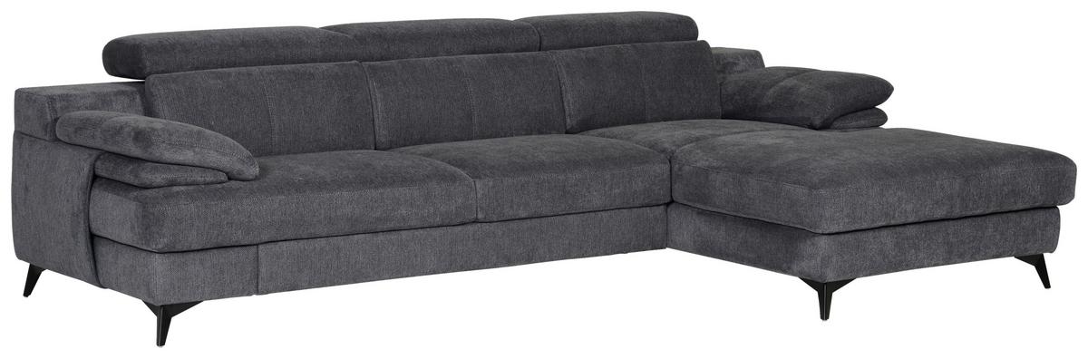 Ecksofa Titus Dunkelgrau Chenille - Dunkelgrau/Schwarz, Design, Textil (291/80-98/178cm) - Livetastic