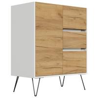 Sideboard Posseik Industrial Weiß/eichef. B: 76 Cm - Eichefarben/Weiß Hochglanz, Design, Holzwerkstoff (76/93,6/42cm) - P & B