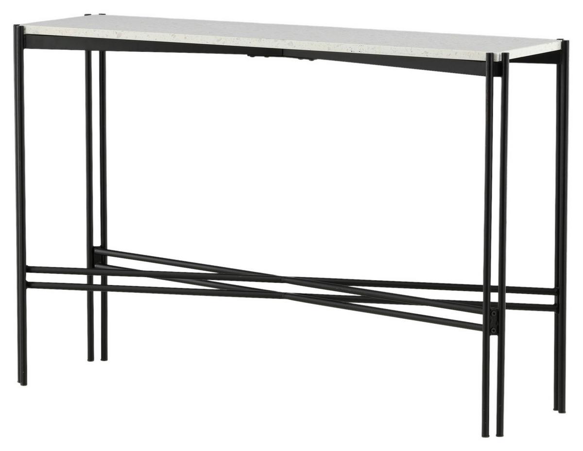 Beistelltisch Razzia - Schwarz/Weiß, Design, Stein/Metall (110/30/75cm) - Livetastic
