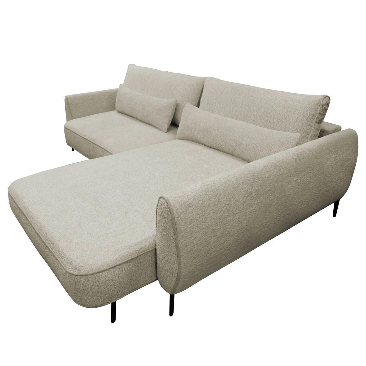 Ecksofa Abriamo Creme 273x204 Cm - Creme/Schwarz, Design, Textil (273/204cm) - MID.YOU