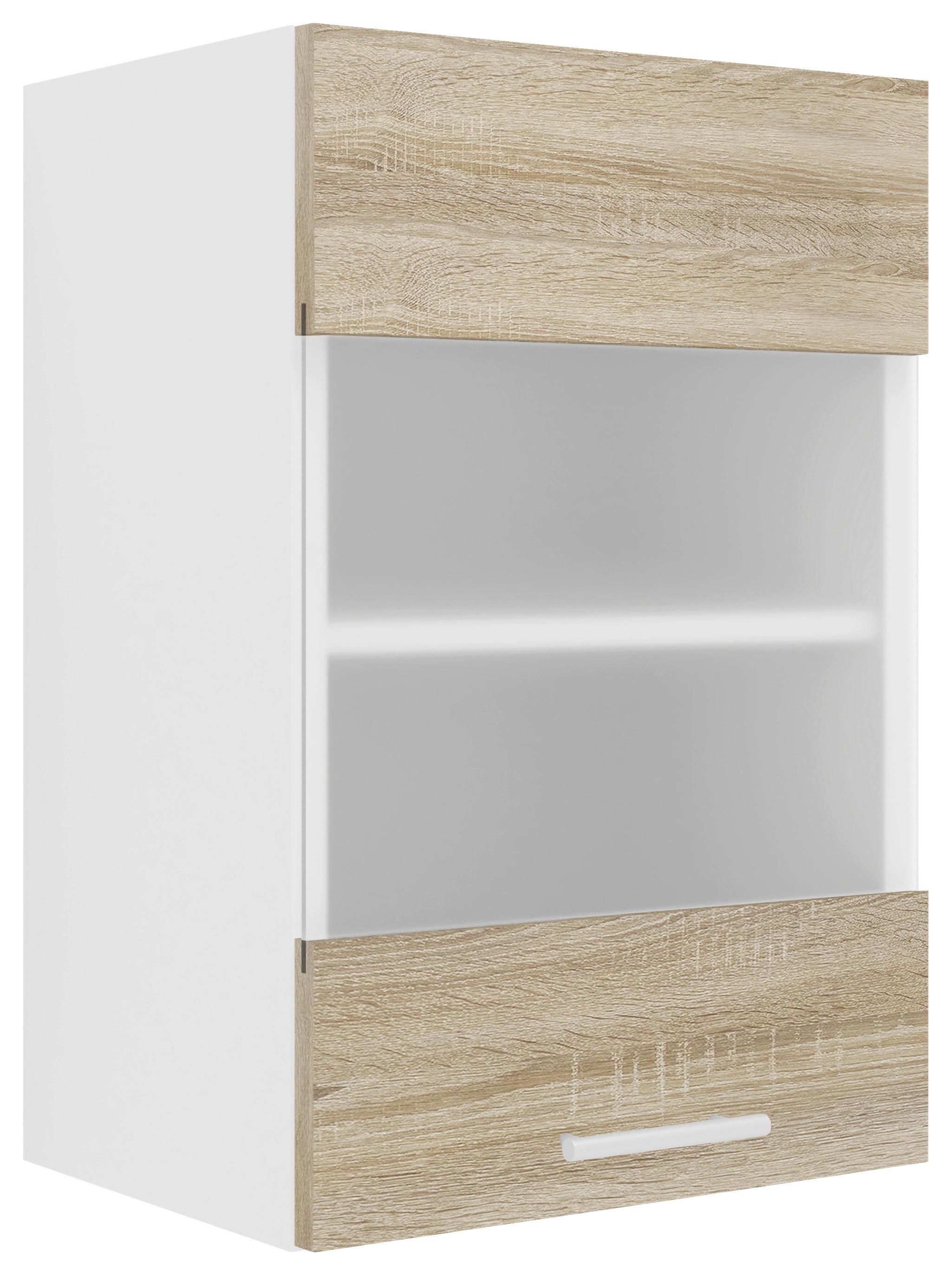 Küchenoberschrank Esilo B: 40 Cm Weiß/eiche Dekor - Weiß/Sonoma Eiche, KONVENTIONELL, Glas/Holzwerkstoff (40/60/31cm) - MID.YOU