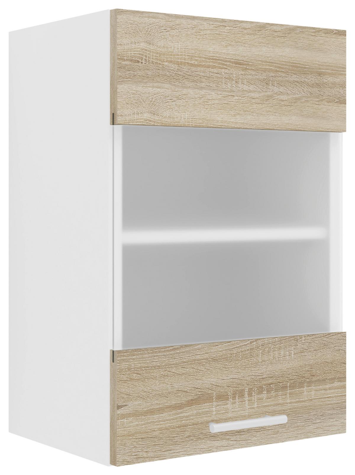 Küchenoberschrank Esilo B: 40 Cm Weiß/eiche Dekor - Weiß/Sonoma Eiche, KONVENTIONELL, Glas/Holzwerkstoff (40/60/31cm) - MID.YOU