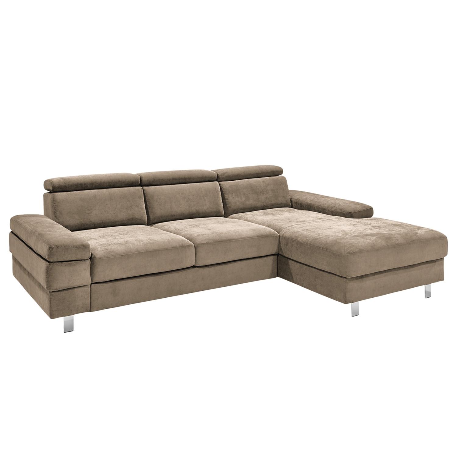 Ecksofa Elvis Schlammfarben S: - Schlammfarben/Silberfarben, KONVENTIONELL, Textil (259/182cm) - Trendmanufaktur