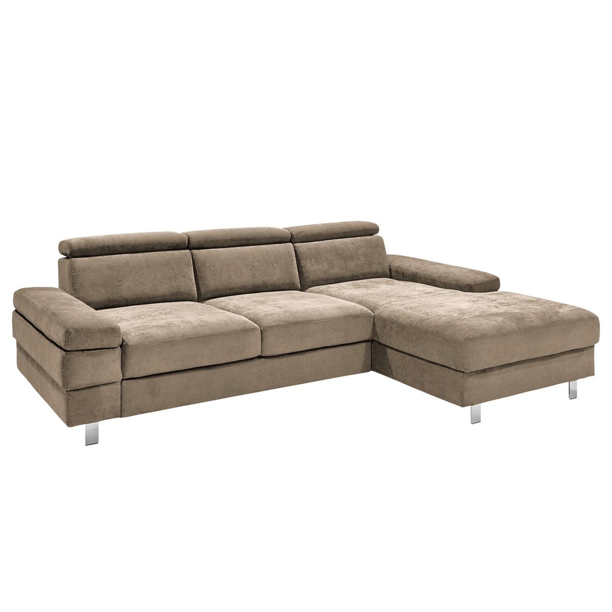 Ecksofa Elvis Schlammfarben S: - Schlammfarben/Silberfarben, KONVENTIONELL, Textil (259/182cm) - Trendmanufaktur
