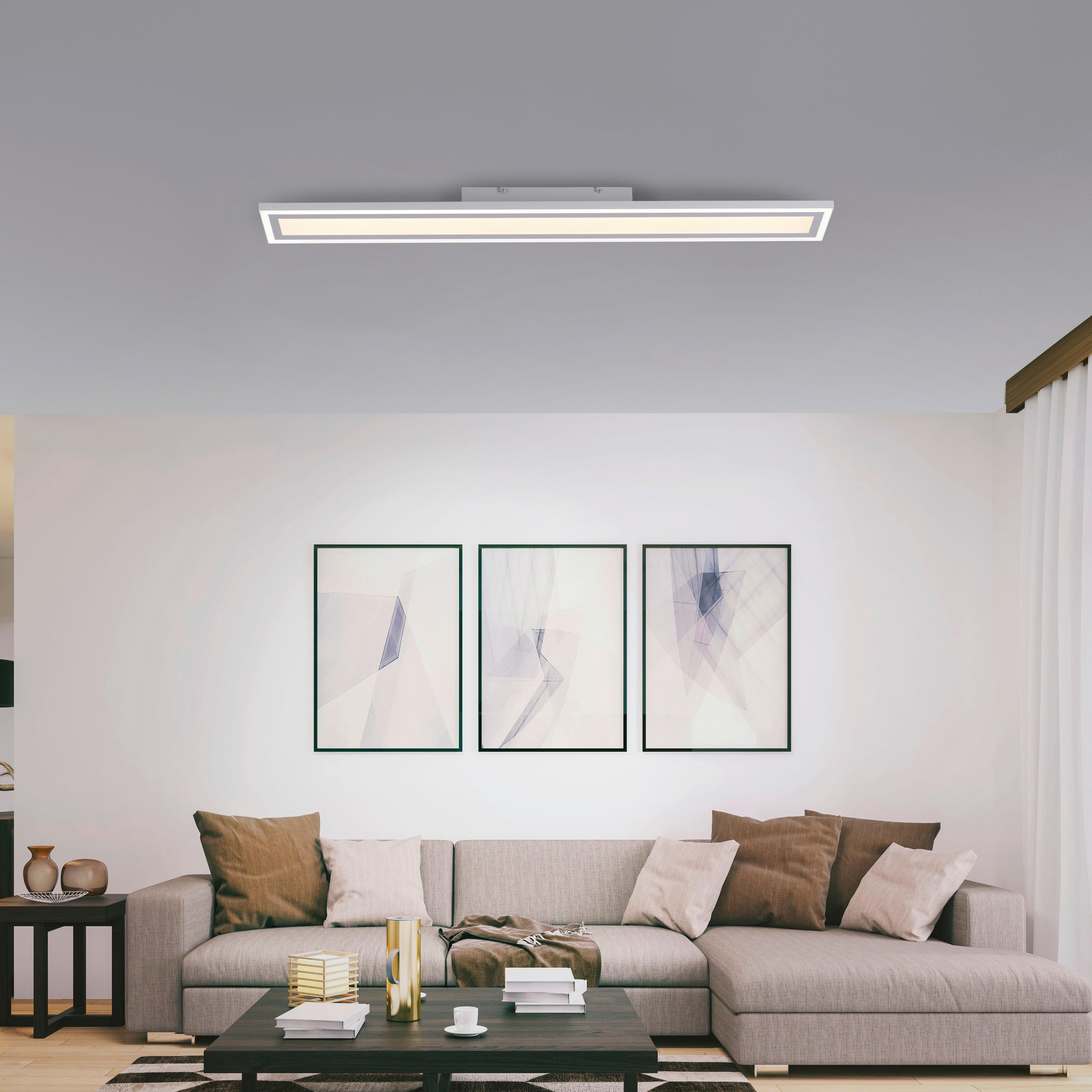 LED-Deckenleuchte Edging L: 100 cm dimmbar mit Schalter - Weiß, Basics, Kunststoff/Metall (100/11,8/6cm)