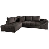 Eckschlafsofa Alvito Dunkelbraun S: 202/298 Cm - Dunkelbraun/Silberfarben, Design, Textil (202/298cm) - Livetastic