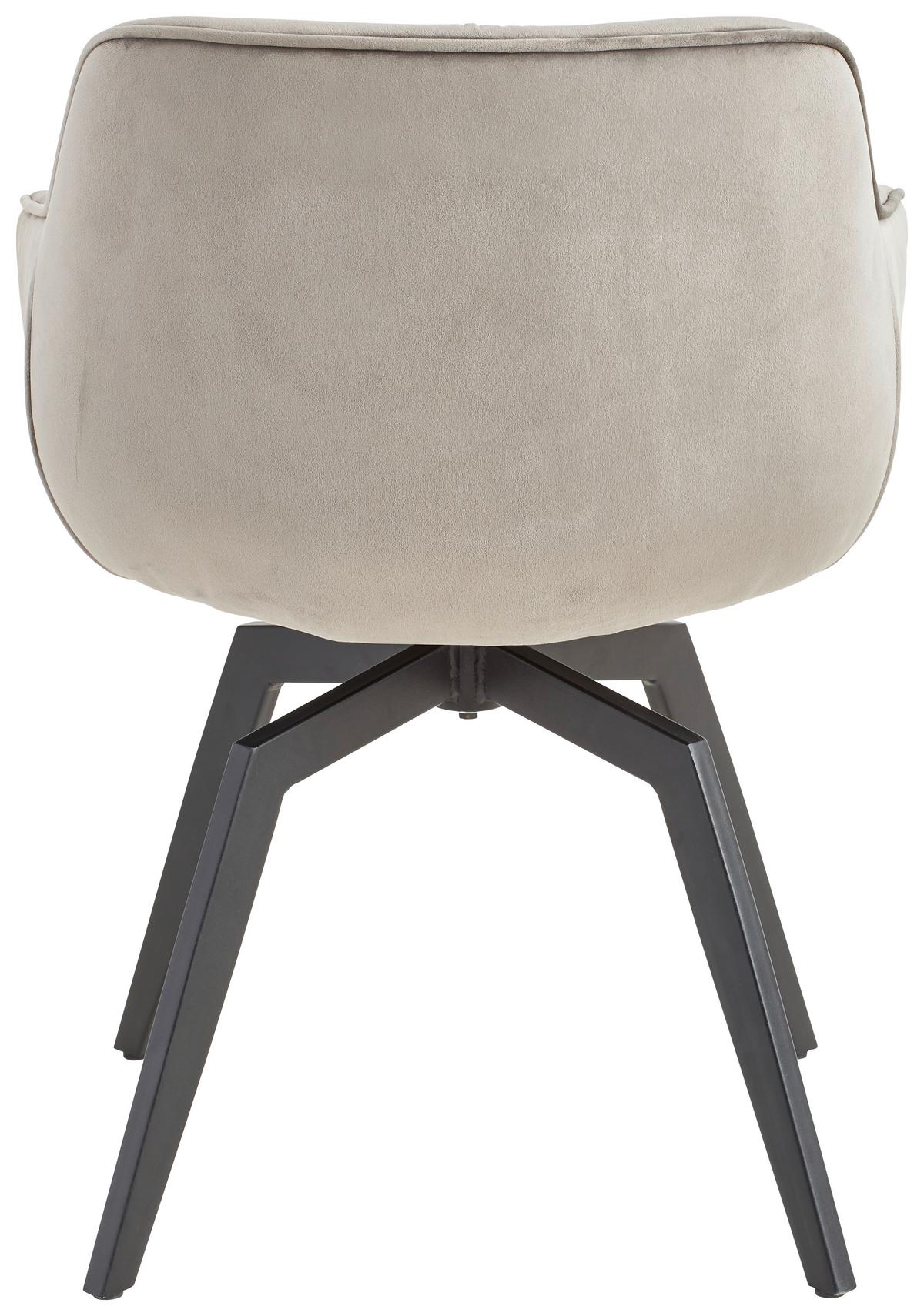 Armlehnstuhl-Set Grau mit drehbare Sitzfläche - Schwarz/Grau, MODERN, Holz/Textil (59,5/84/63,5cm) - Livetastic