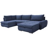 Ecksofa Canion - Chromfarben/Dunkelblau, Design, Textil (173/322/174cm) - Livetastic
