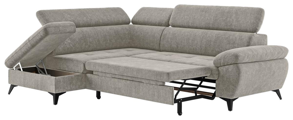 Ecksofa mit Bettkasten Hudson 207x265 cm Schlammfarben - Schlammfarben/Schwarz, Textil (207/265cm) - MID.YOU