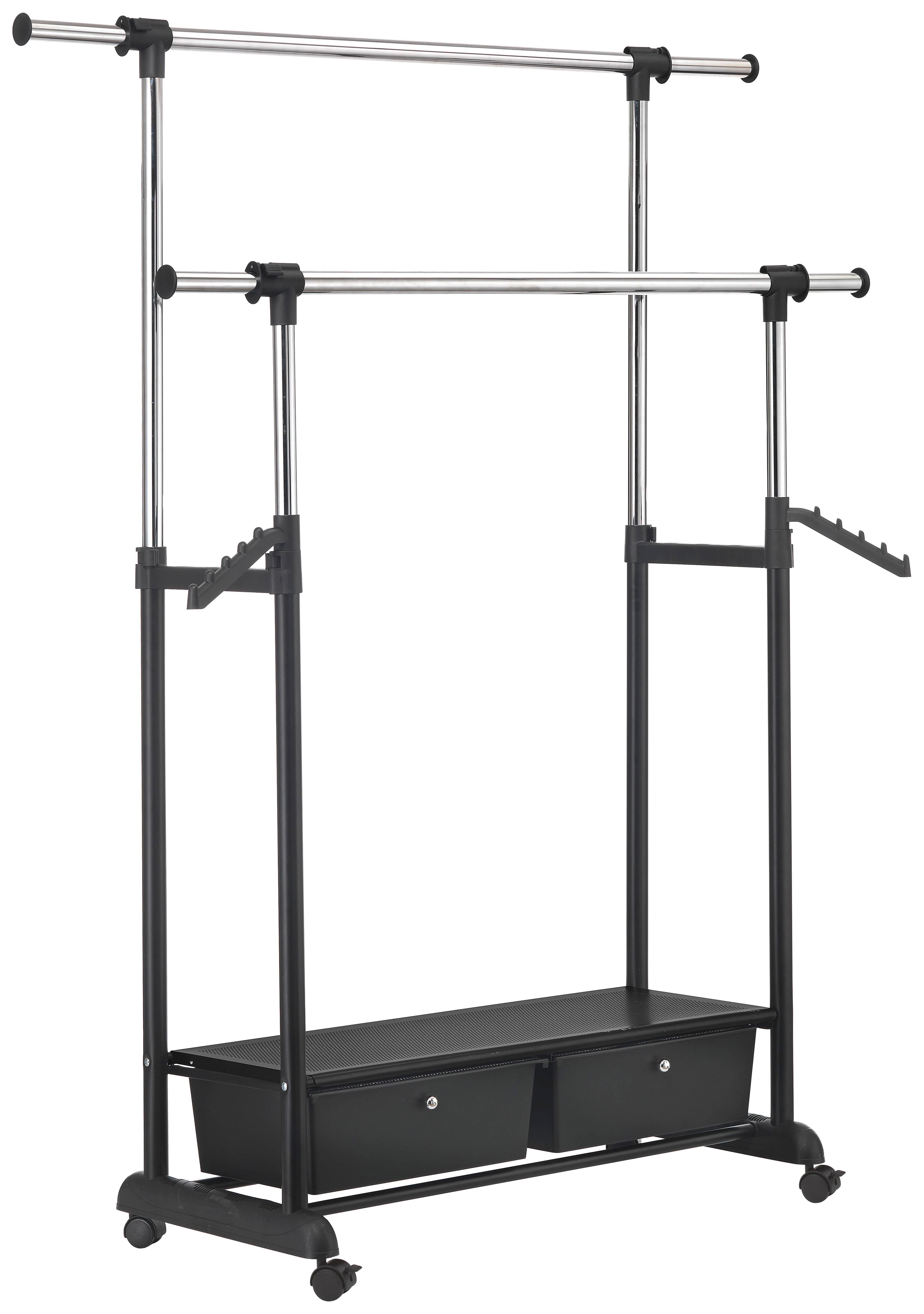 Ruhaállvány Cuba - Króm/Fekete, modern, Műanyag/Fém (93-126/112-165/43cm)