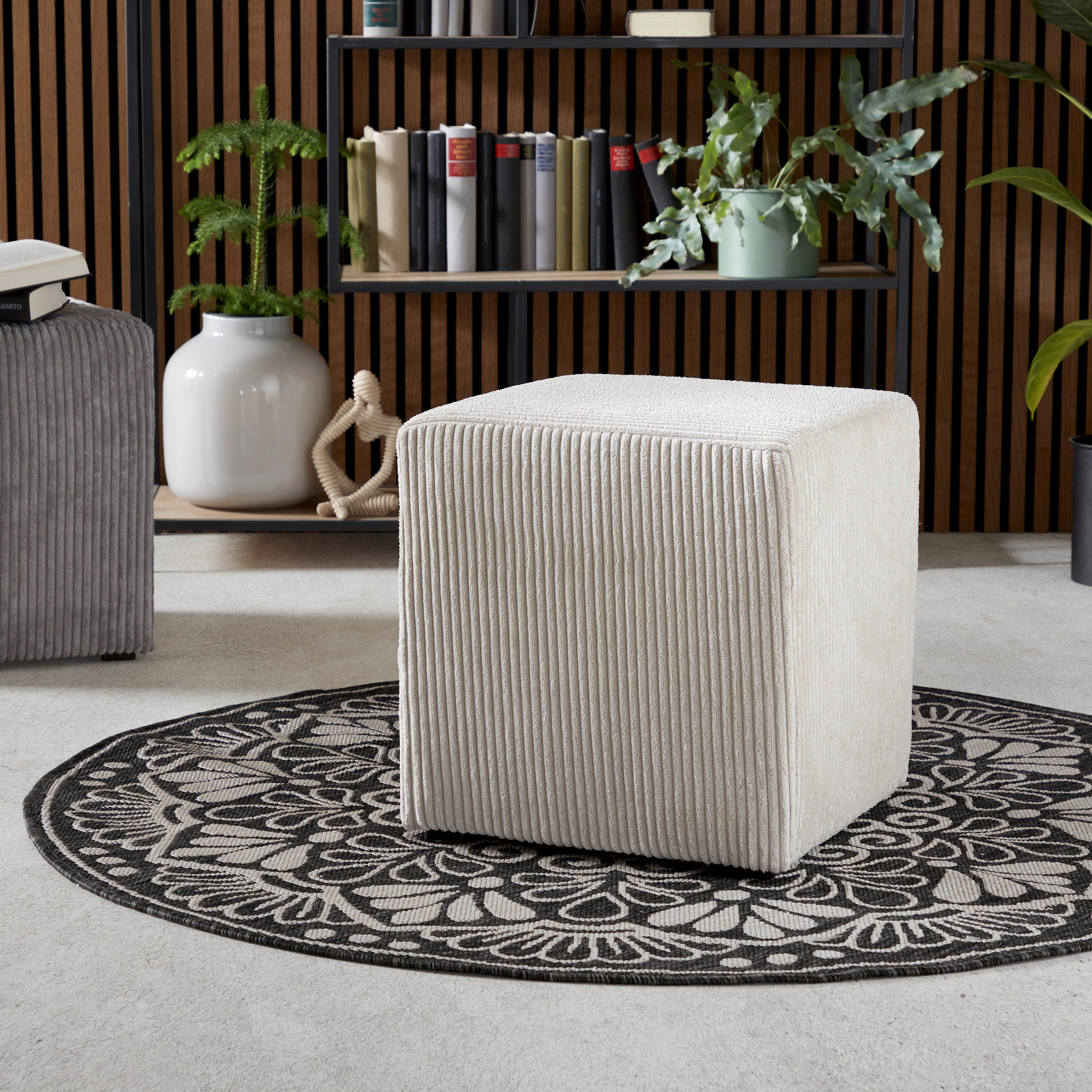 Hocker Bali Beige Sitz Gepolstert H: 42 cm - Beige, MODERN, Textil (45/42/45cm)