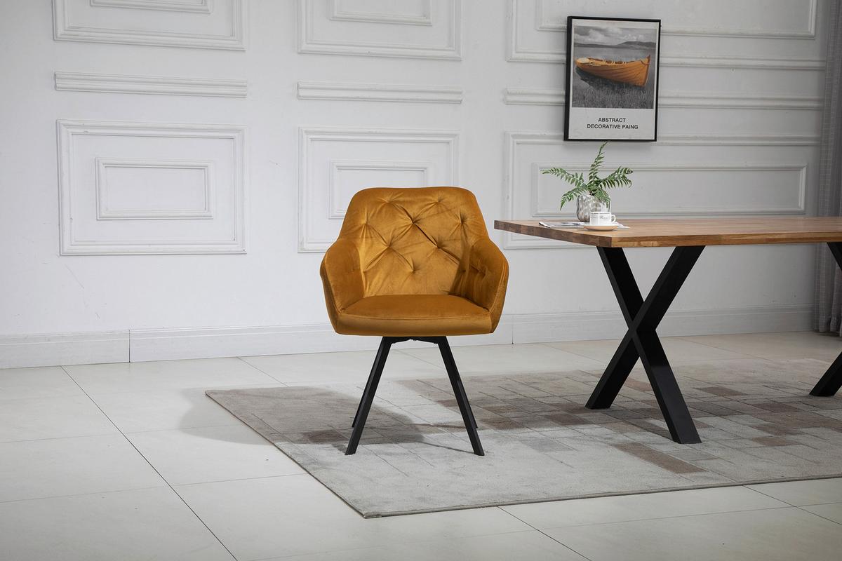 Armlehnstuhl Senfgelb B: 61 cm - Senfgelb/Schwarz, MODERN, Textil/Metall (61/85/62cm) - Livetastic