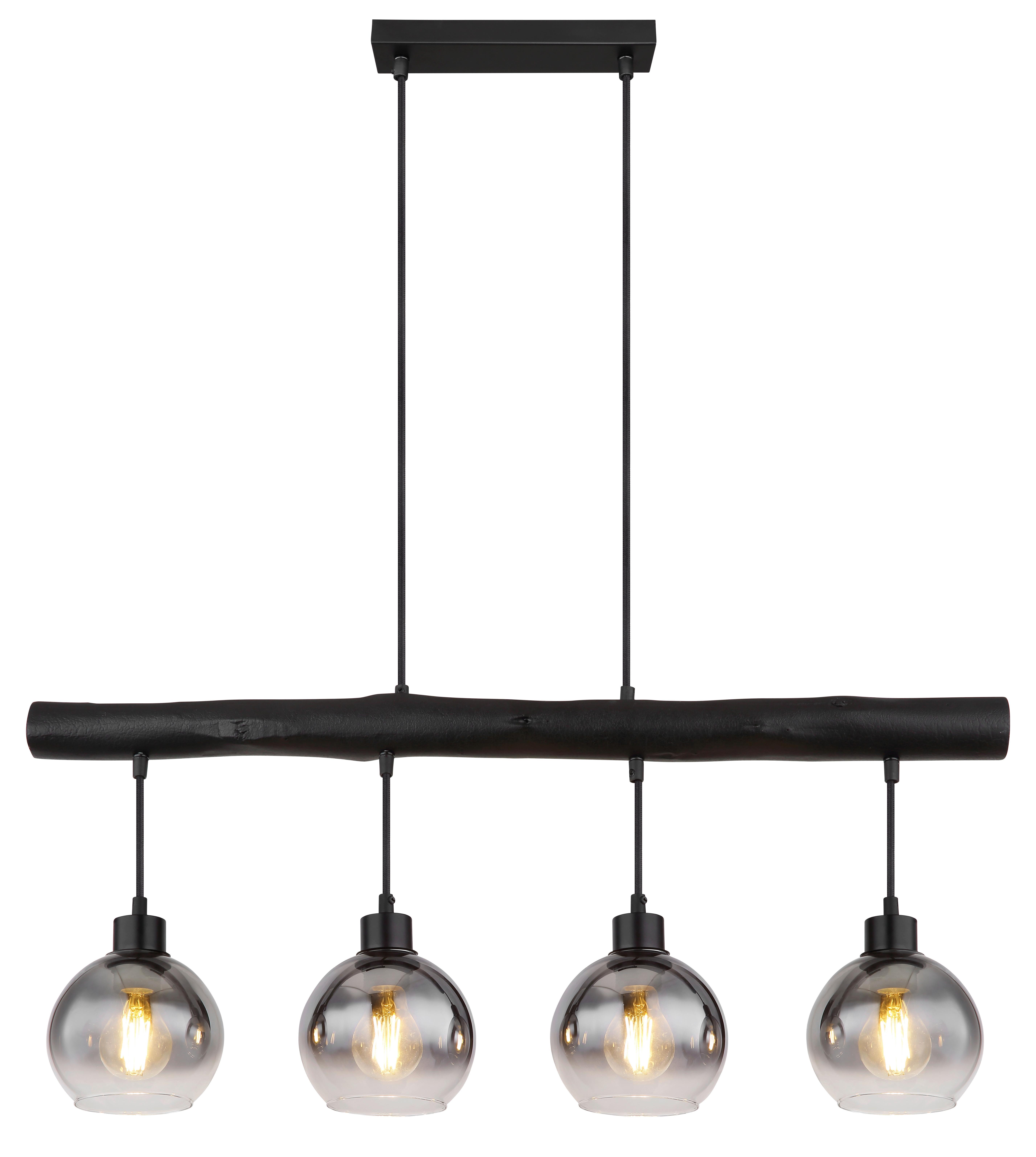 Hängeleuchte Grau Schwarz L: 85 cm - Schwarz/Grau, Design, Glas/Holz (85/15/120cm) - Globo