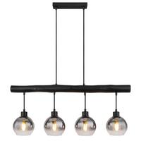 Hängeleuchte Grau Schwarz L: 85 cm - Schwarz/Grau, Design, Glas/Holz (85/15/120cm) - Globo