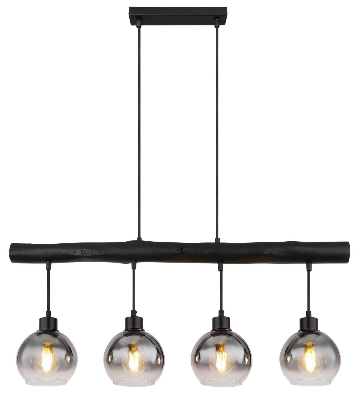 Hängeleuchte Grau Schwarz L: 85 cm - Schwarz/Grau, Design, Glas/Holz (85/15/120cm) - Globo