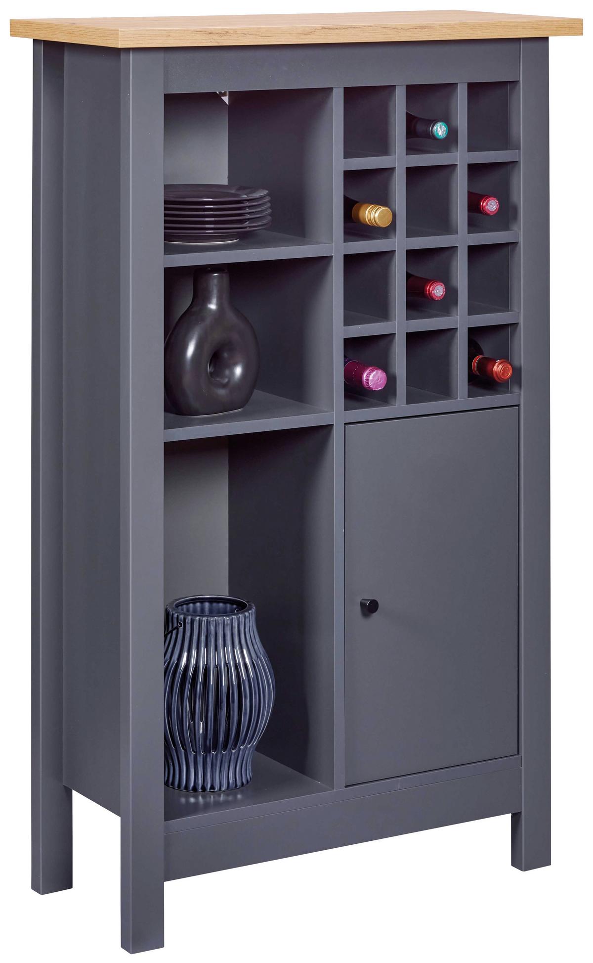 Weinschrank Nellina Anthrazit, Eiche Dekor B: 77cm - Anthrazit/Eiche Artisan, Design, Holzwerkstoff (77/124/33cm) - Livetastic