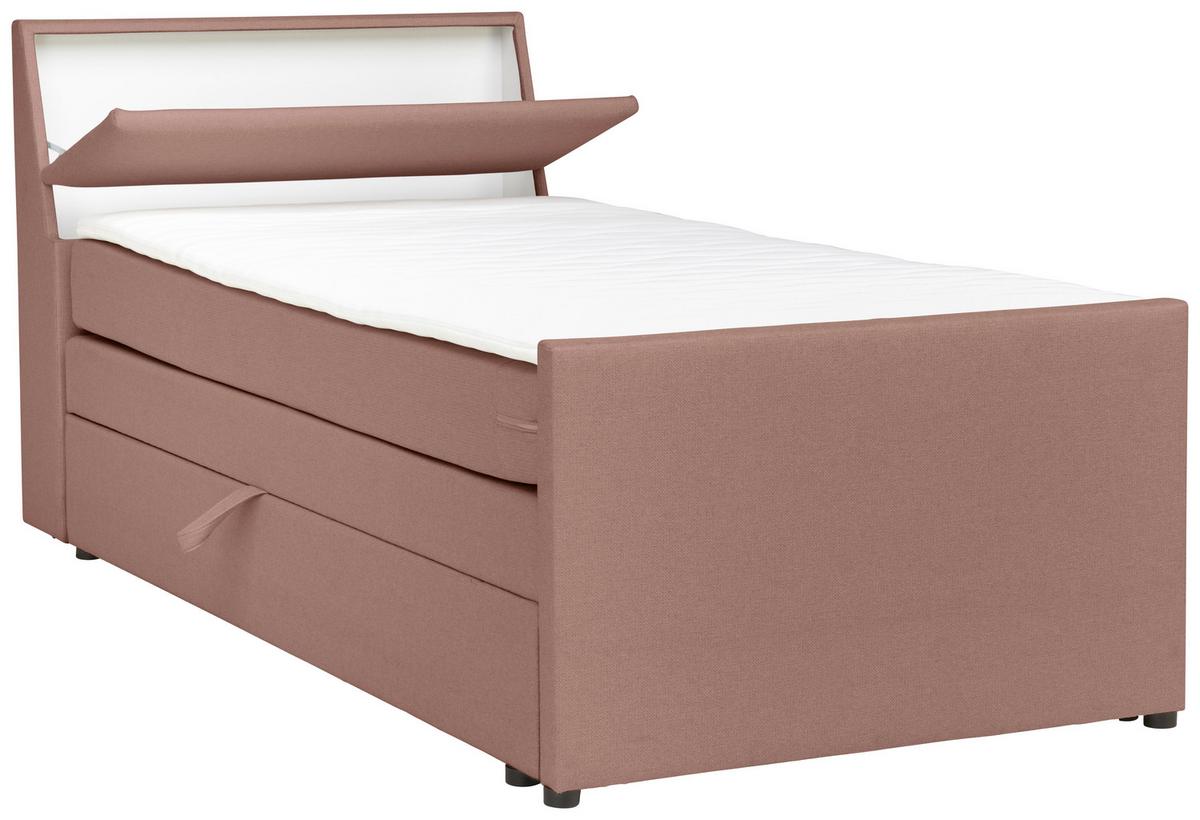 Boxspringbett Mit Bettkasten Nida 120x200 Cm Altrosa - Altrosa/Schwarz, MODERN, Holz/Textil (120/200cm) - MID.YOU