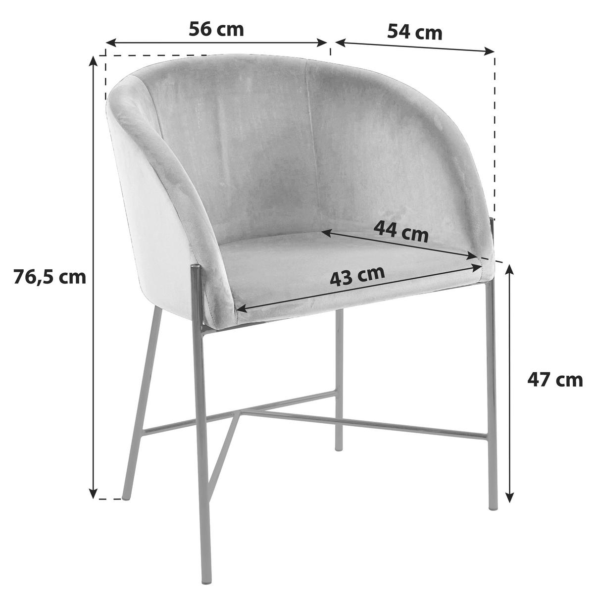 Armlehnstuhl Nelson Samtbezug Dunkelblau Gepolstert - Schwarz/Dunkelblau, Trend, Textil/Metall (56/76,5/54cm) - Carryhome