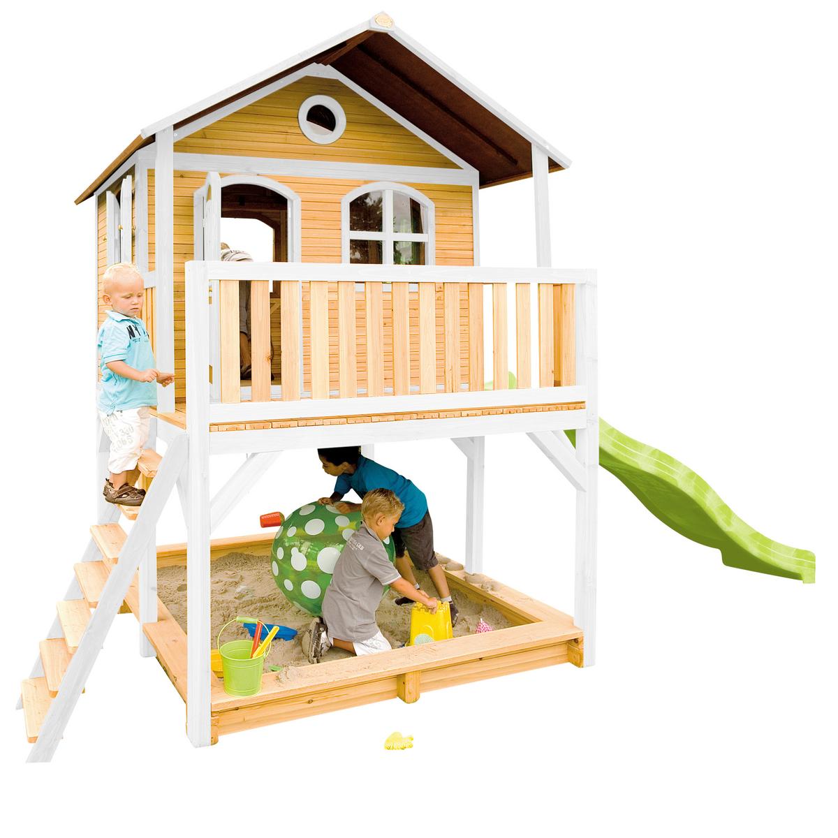 Spielturm Marc Aus Zedernholz - Braun/Weiß, Basics, Holz/Kunststoff (432/293/212cm) - Ambia Garden