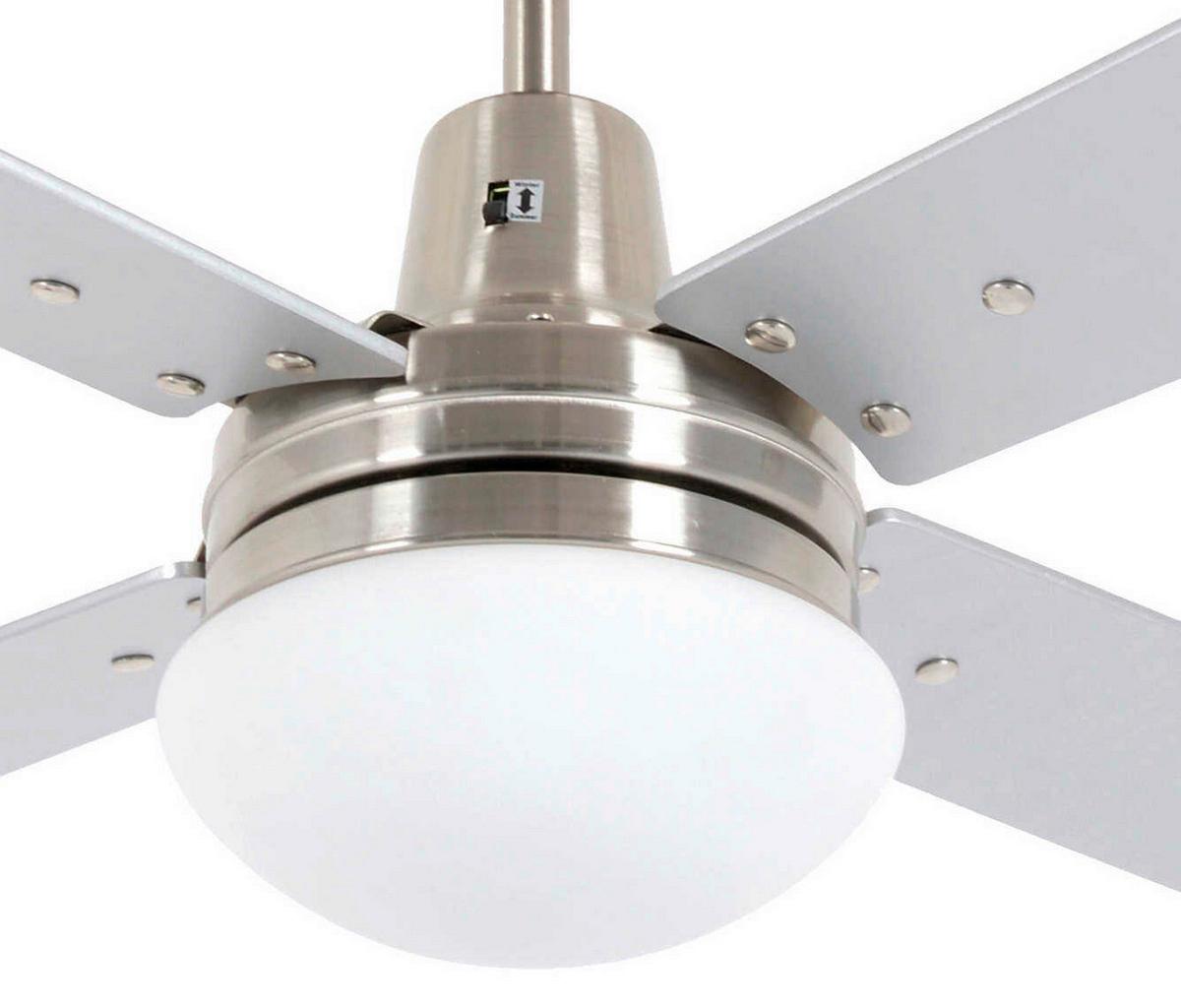 Deckenventilator Airfusion Quest 4-Flügel, Led-Leuchte - Chromfarben/Silberfarben, Basics, Holzwerkstoff/Metall (122/40cm) - P & B