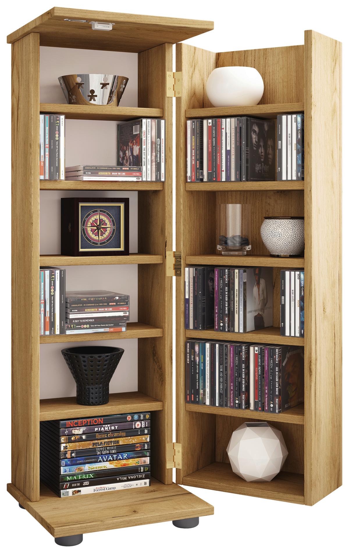 CD-Regal Engalo Eiche Dekor B: 31 cm - Honigeiche/Schwarz, Design, Holzwerkstoff (31/93/31cm) - MID.YOU