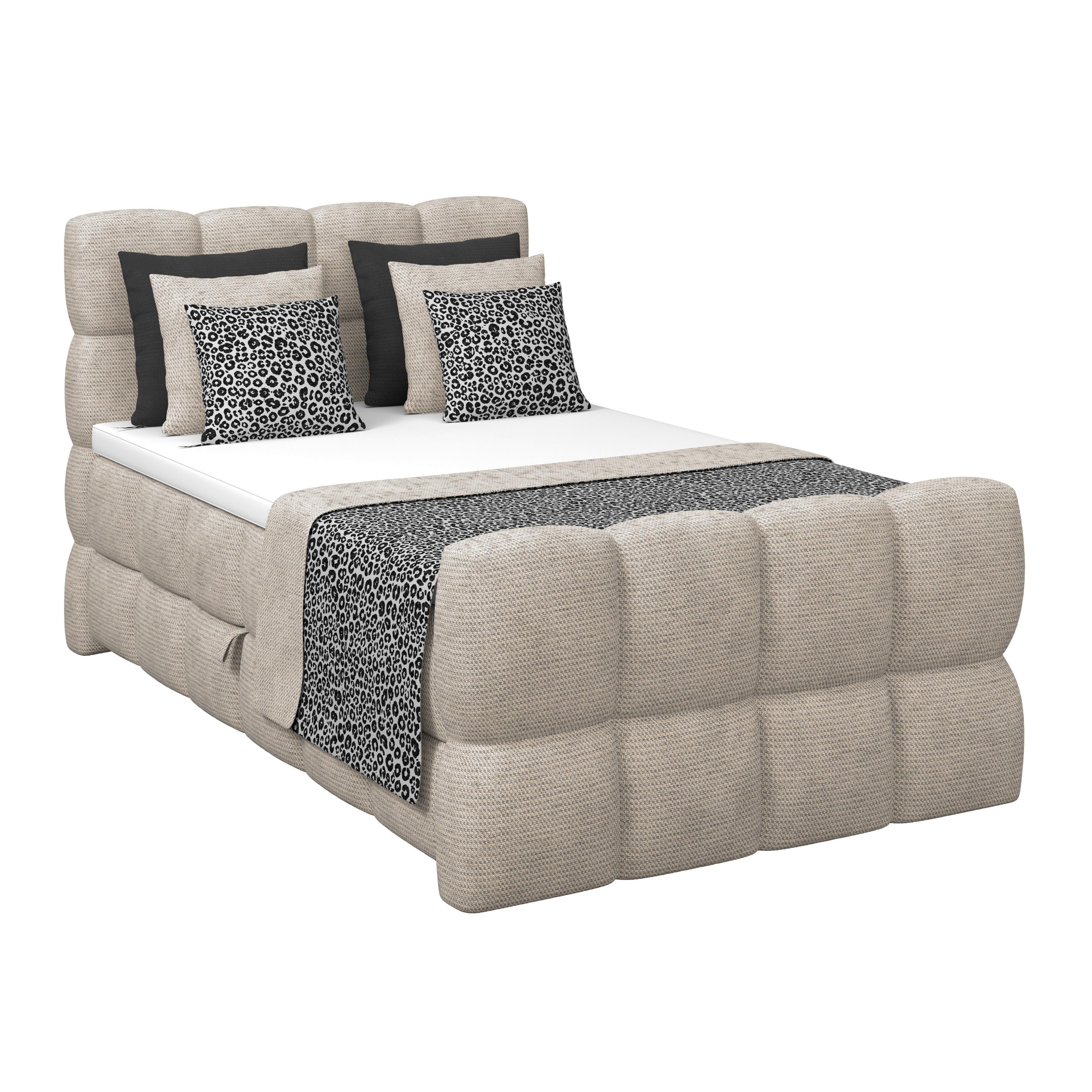 Boxspringbett Brisbane inkl. Bettkasten 140x220 - Beige/Schwarz, Trend, Holz/Holzwerkstoff (140/220cm) - Sembella