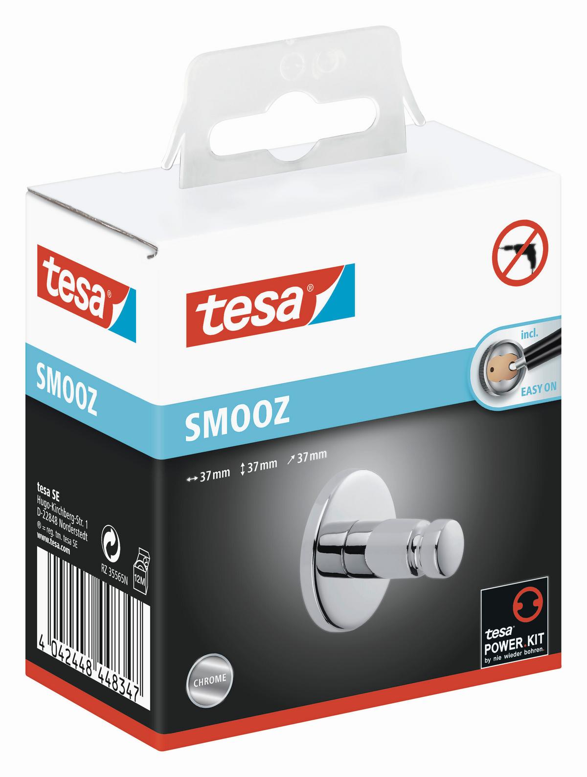 Handtuchhaken Smooz Chromfarben B: 1 cm - Chromfarben, Trend, Metall (3,7/3,7/3,7cm) - Tesa