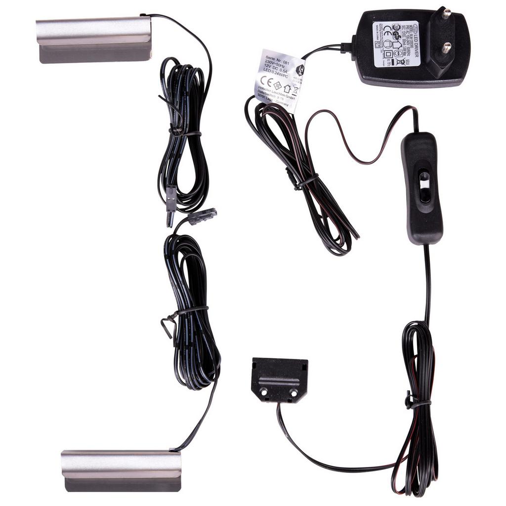 Glasbodenbeleuchtung 2er-Set LED Clips 0,24W Handschalter