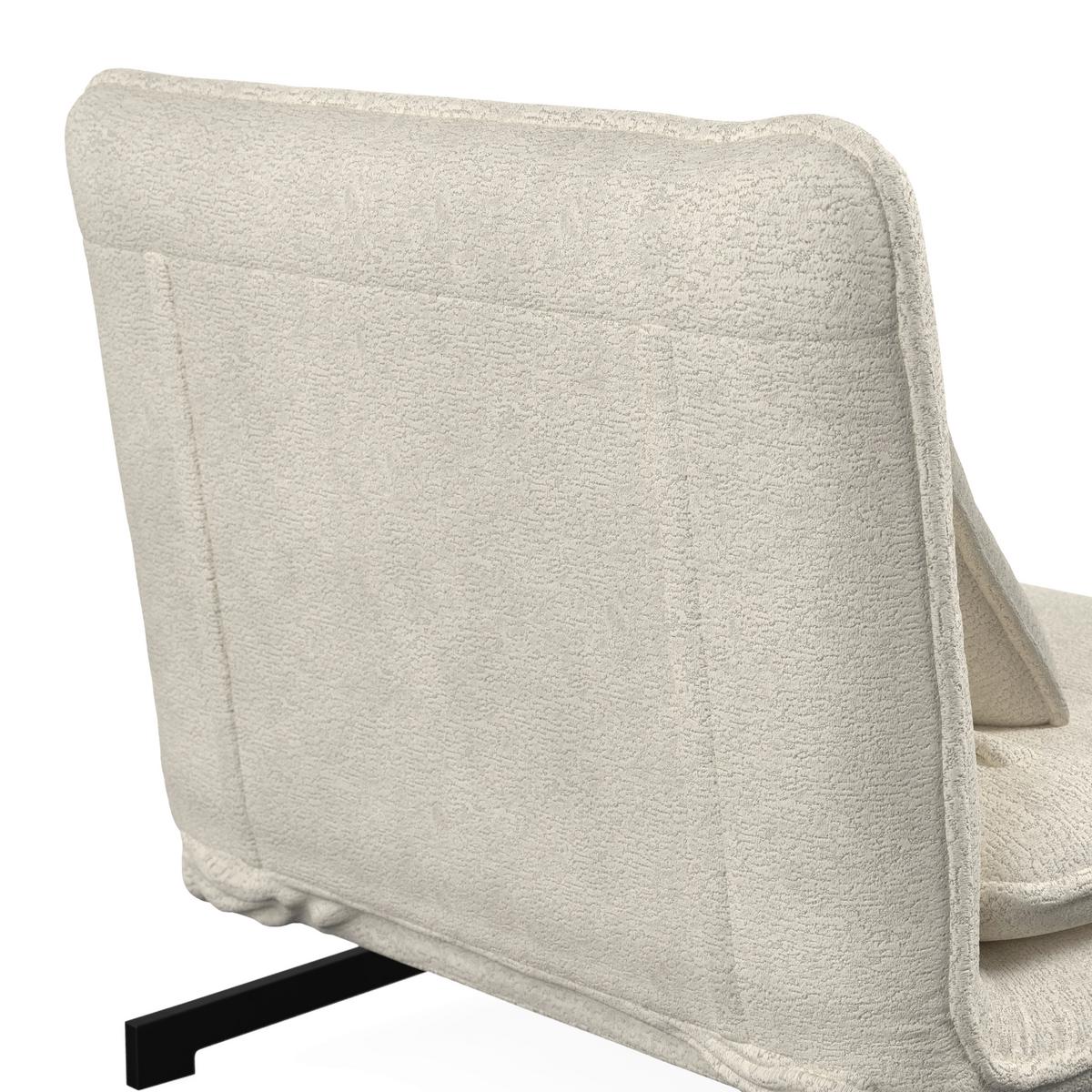 Rozkladacie kreslo LUNA, biele buklé, max.120 kg - čierna/biela, Modern, kov/textil (92/40/66cm) - Bessagi Home