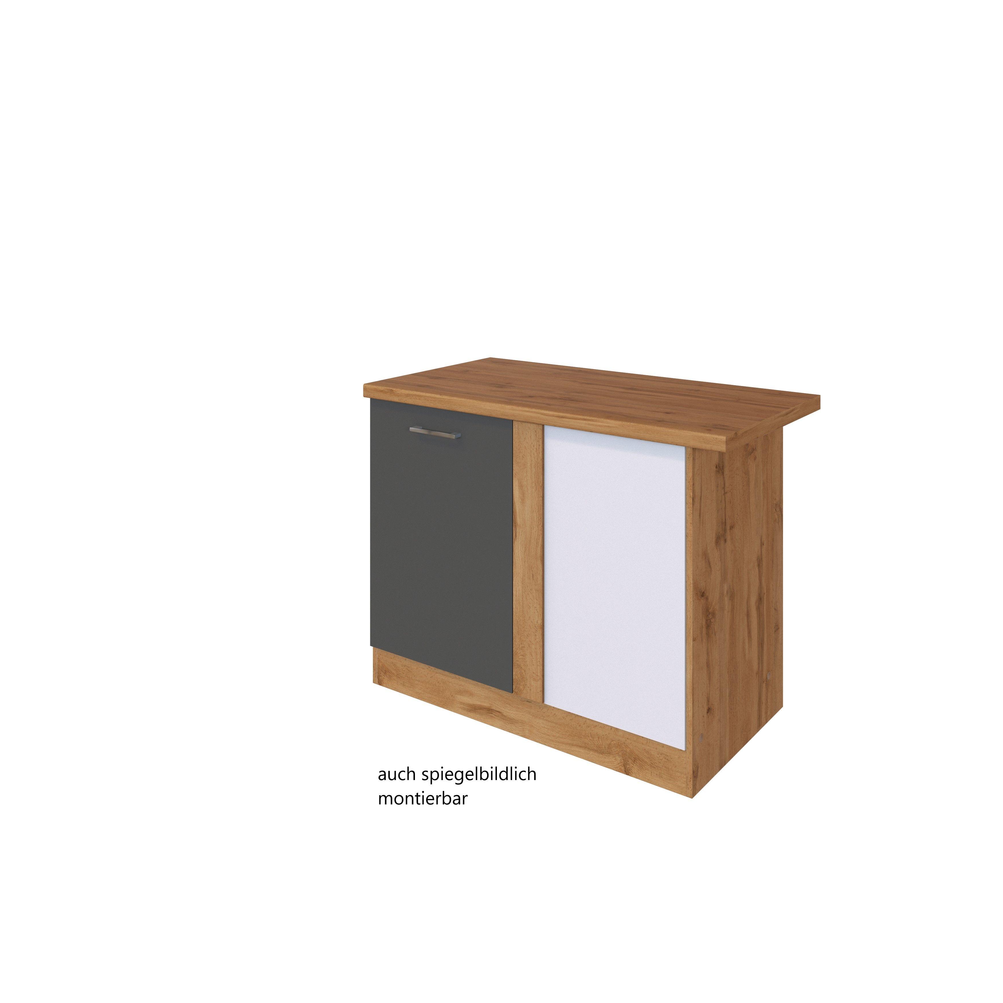 Eckunterschrank B: 110 cm Eiche Dekor/Anthrazit 1 Tür