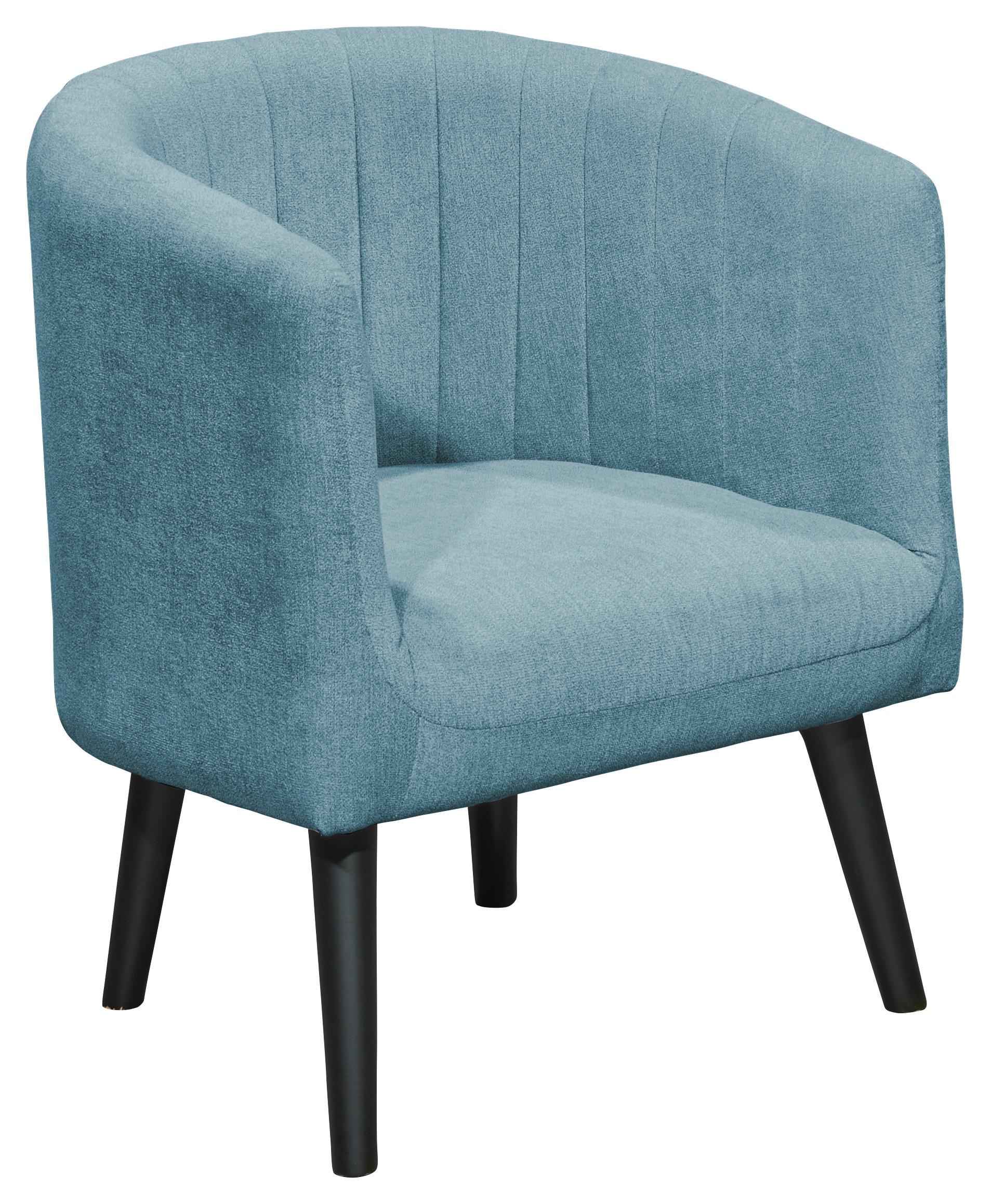 Polstersessel mit Armlehnen Paul Velours Blau - Blau/Schwarz, Basics, Textil (61/82/58cm) - Livetastic