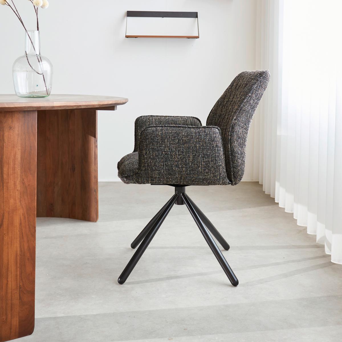 Armlehnstuhl-Set Donny Schwarz B: 57,5 cm - Schwarz, MODERN, Textil/Metall (57,5/92/52cm) - MID.YOU