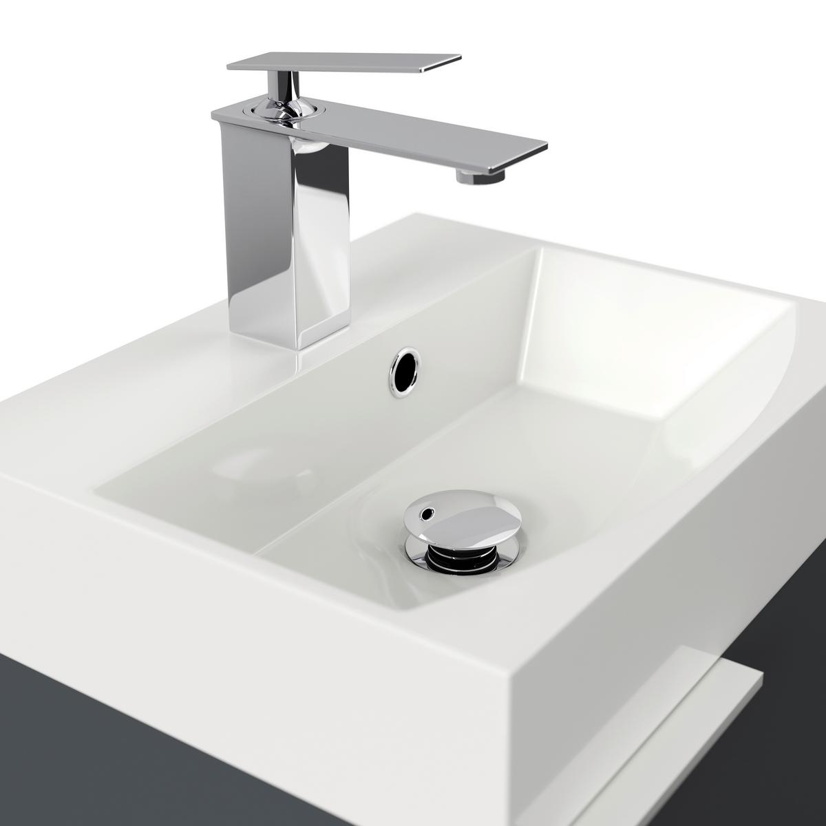 Gästebad Cubi Graphitfarben B: 40 cm - Graphitfarben/Weiß, MODERN, Holzwerkstoff/Stein (40cm) - MID.YOU