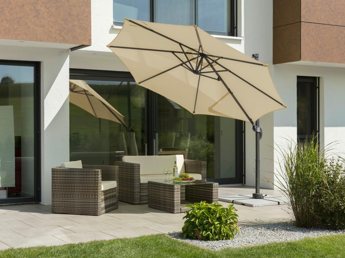 Ampelschirm Rhodos Junior BxHxT: 352x244x300 cm Naturfarben - Anthrazit/Naturfarben, Basics, Textil/Metall (352/244/300cm) - Schneider