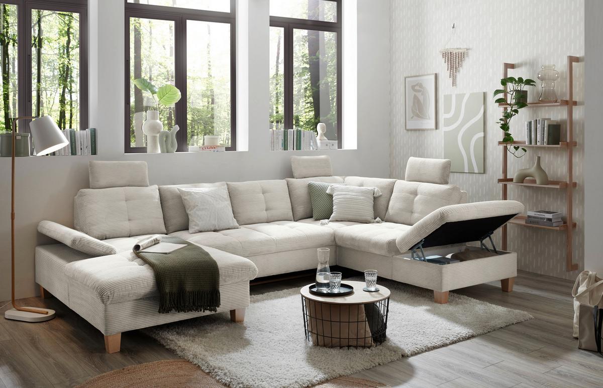 Wohnlandschaft Ascot Beige U: 170x324x220 cm - Eichefarben/Beige, KONVENTIONELL, Textil (170/324/220cm) - MID.YOU