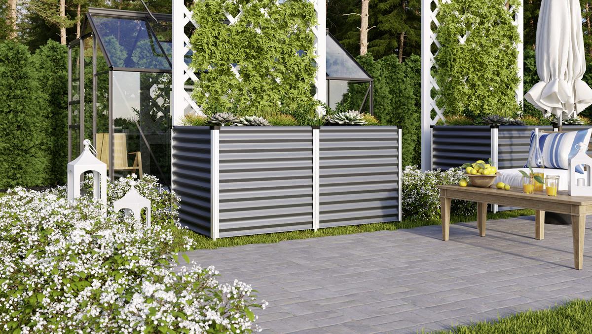 Hochbeet Stahl Linus 96,2x85,8x187,7 Cm Anthrazit - Anthrazit/Alufarben, Basics, Metall (96,2/85,8/187,7cm)