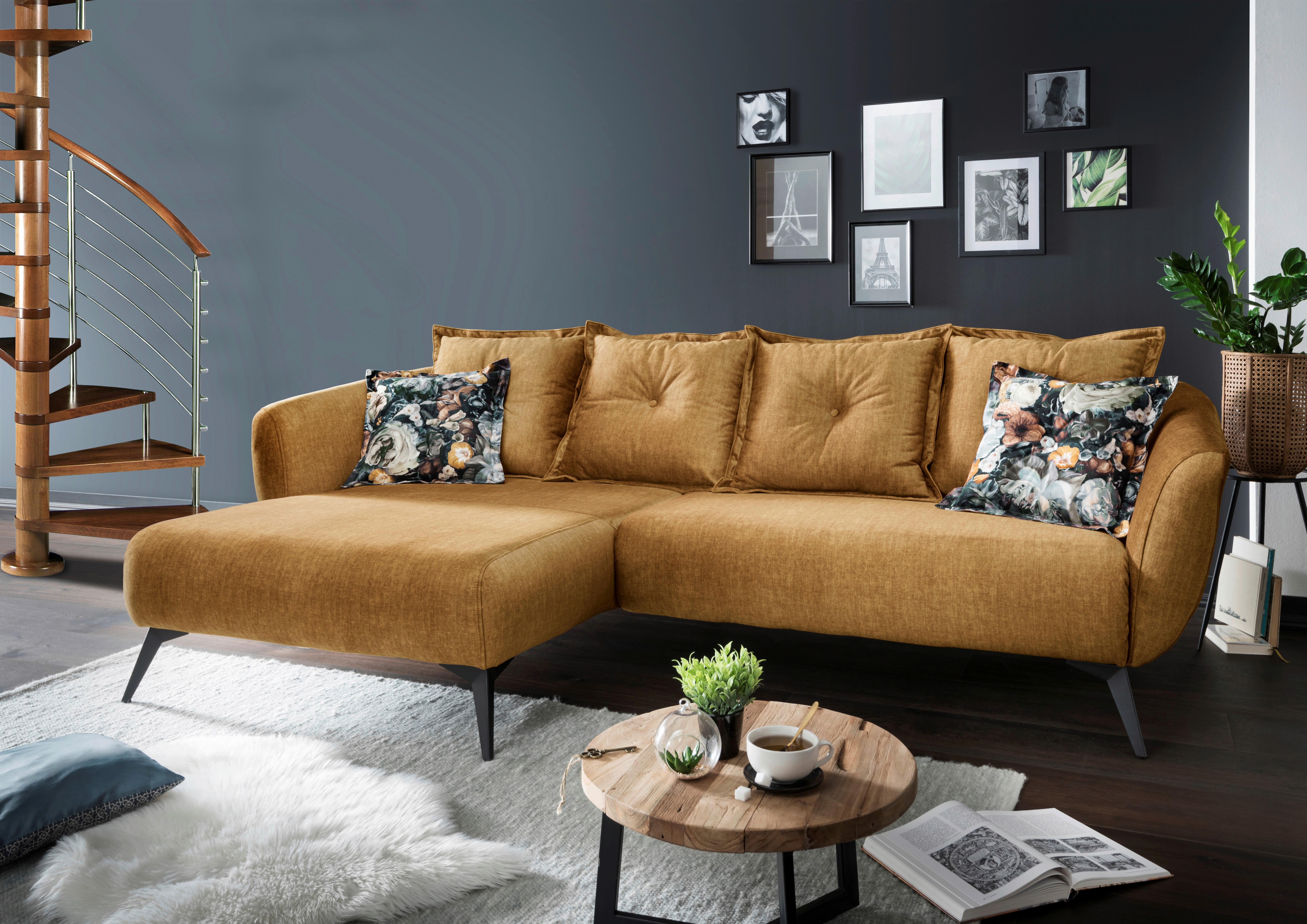 Ecksofa Baggio mit Kissen Gelb - Gelb/Multicolor, MODERN, Holz/Textil (162/277cm) - Livetastic