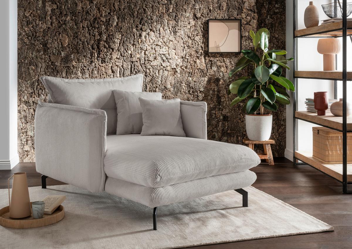 Polstersessel mit Armlehnen Lava Stoffbezug Silberfarben - Silberfarben/Schwarz, MODERN, Textil (111/101/167cm) - Livetastic