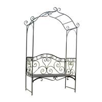 Gartenbank Stahl 2-Sitzer Colima mit Rosenbogen - Schwarz, MODERN, Metall (124/200/48cm)