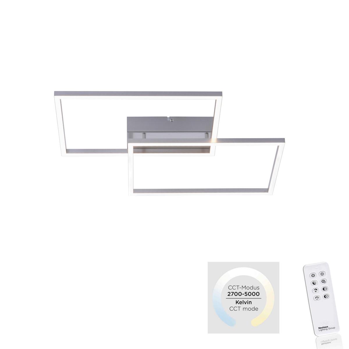 LED-Deckenleuchten Iven L: 75,5 cm dimmbar Mit - Chromfarben/Alufarben, Design, Kunststoff/Metall (75,5/56,2/7cm)