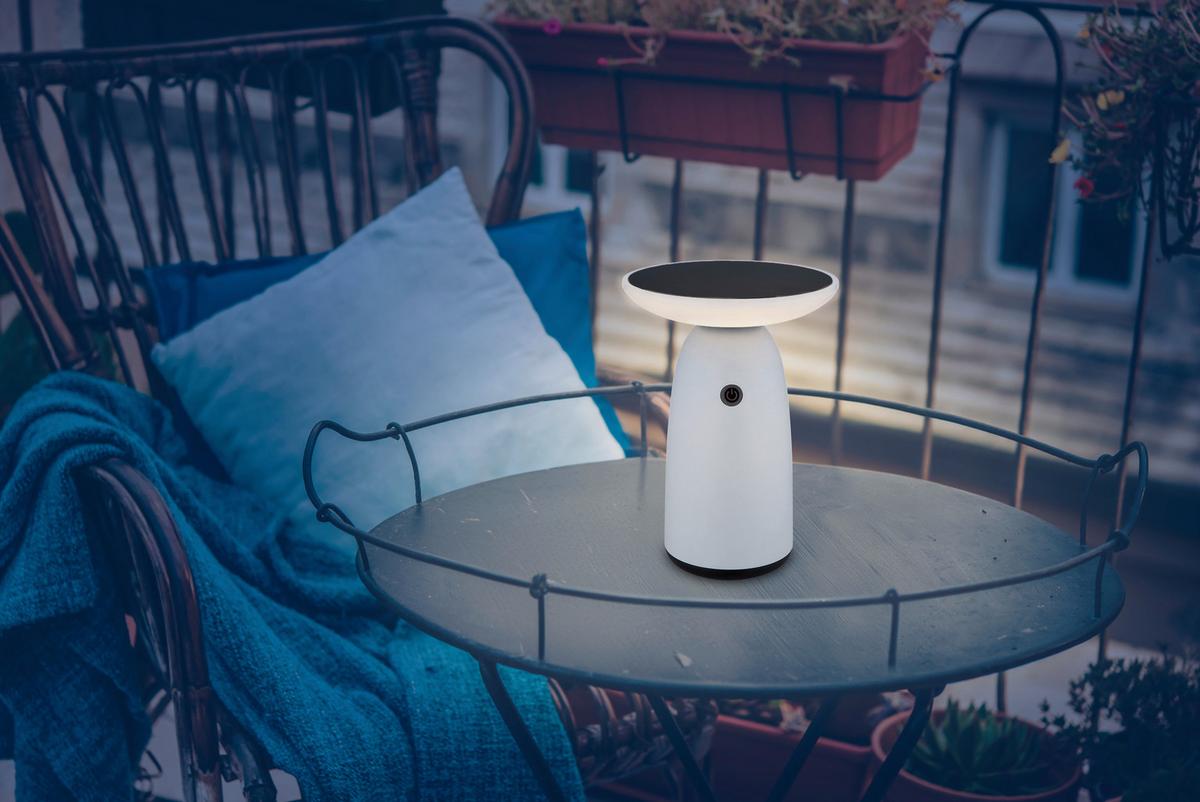 Solarleuchte Memory-Funktion - Opal/Schwarz, Design, Kunststoff/Metall (16/22,5cm) - Globo