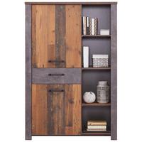 Highboard Mit Soft-close B: 105 Cm Ontario Eiche/grau - Dunkelgrau/Eichefarben, Trend, Holzwerkstoff (105/159/41,5cm) - Ondega