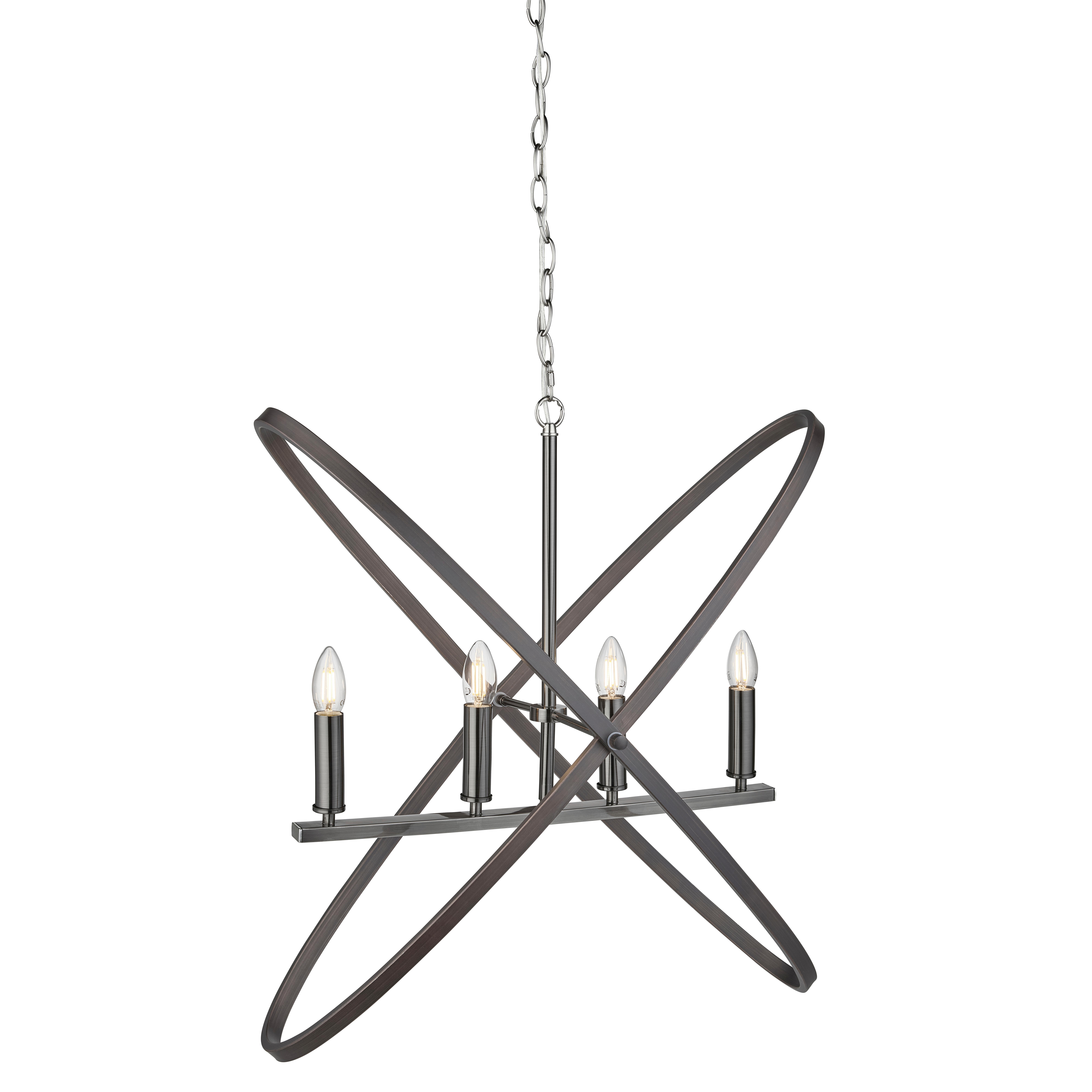 Hängeleuchte Hoopla H: 150 cm 4-Flammig, höhenverstellbar - Schwarz/Braun, Design, Metall (35/150/84cm)
