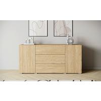 ŠIROKÁ KOMODA BERLIN 150 - šedá/barvy dubu, Design, kompozitní dřevo/plast (150/68/38,5cm) - P & B