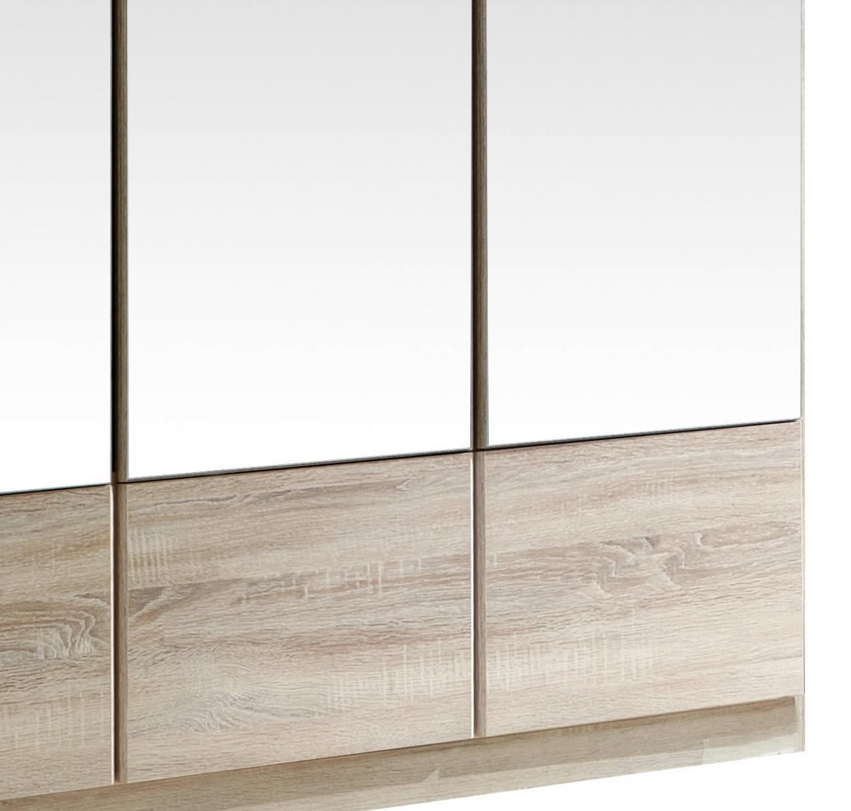 Drehtürenschrank Mit Spiegel 135cm Imago, Sägerau Dekor - Eichefarben, KONVENTIONELL, Glas/Holzwerkstoff (135/199/58cm) - MID.YOU