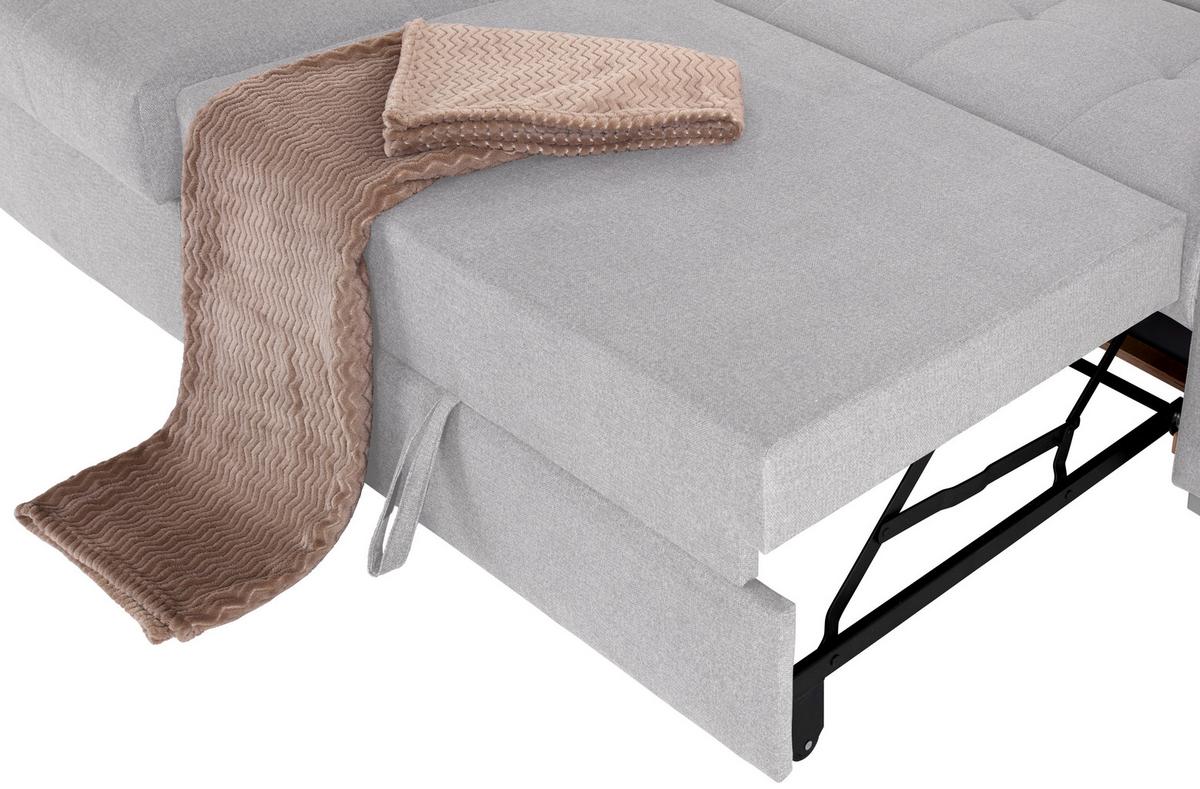 Ecksofa Mit Bettkasten Perry Silberfarben 292x183 Cm - Silberfarben, Design, Textil (183/292cm) - Livetastic
