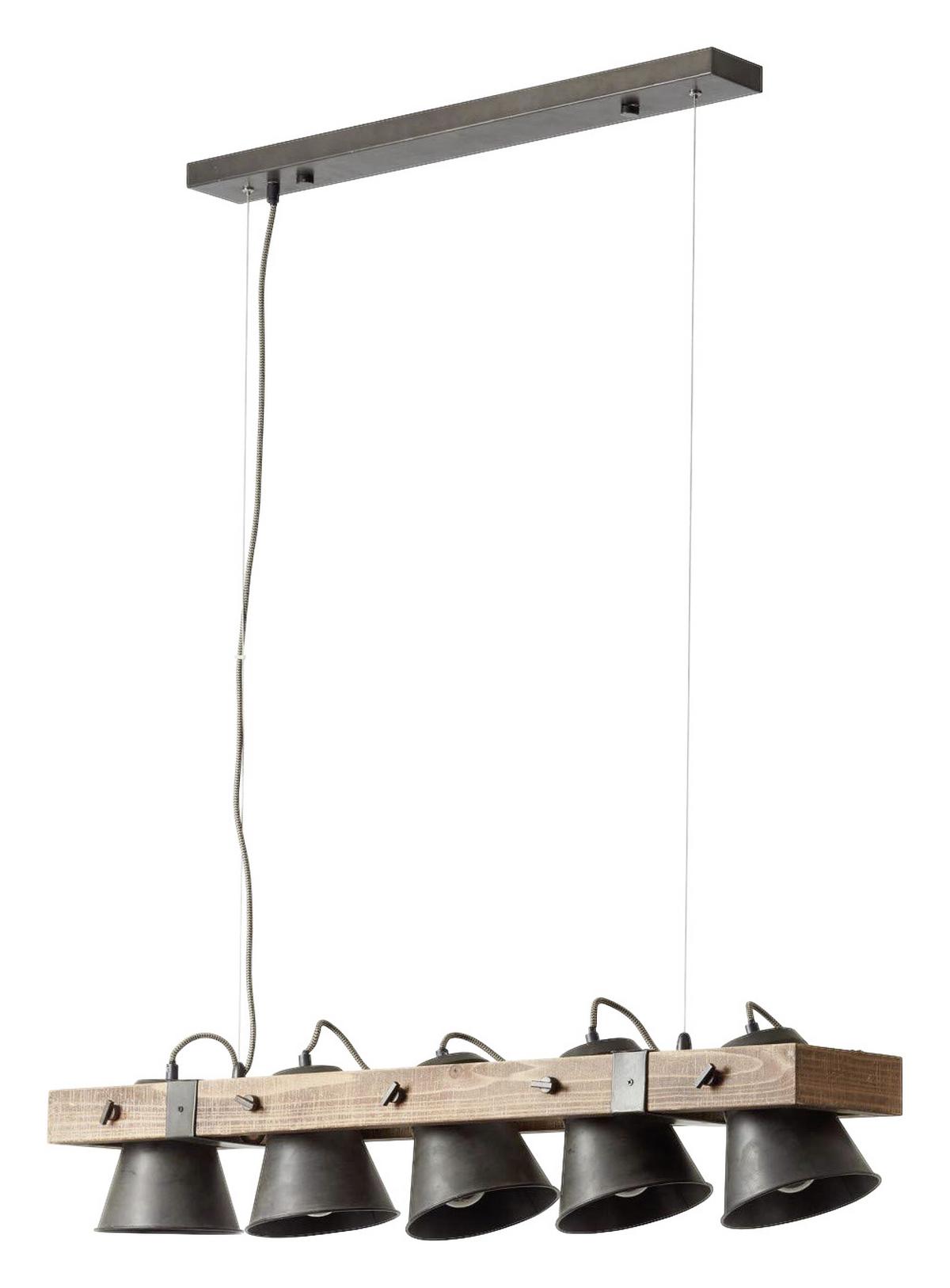 Hängeleuchte 82175/46 Plow - Schwarz, Natur, Holz/Metall (95/20/115cm) - Brilliant
